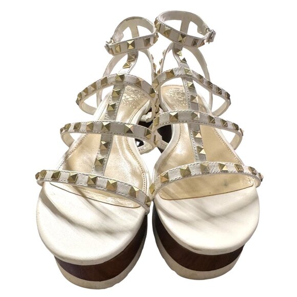 Vince Camuto Studded White Strappy Platform Sandals 7M - Picture 12 of 16